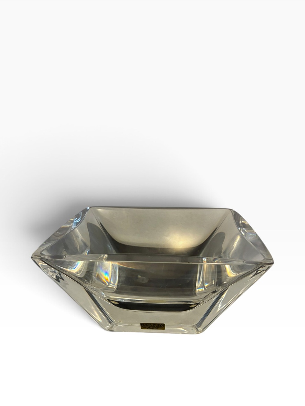 Kosta Boda Sigurd Persson  Crystal Hexagon Bowl 5847 Sweden Handmade MCM